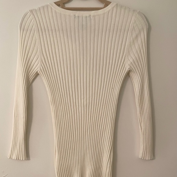 INC Ivory Skinny Ribbed 1/4 zip knit sweater - Picture 2 of 5